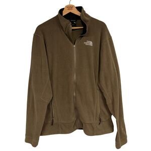 North Face Olive Green TKA 7 Fleece Full Zip Jacket Men's SZ LARGE Soft & Warm
